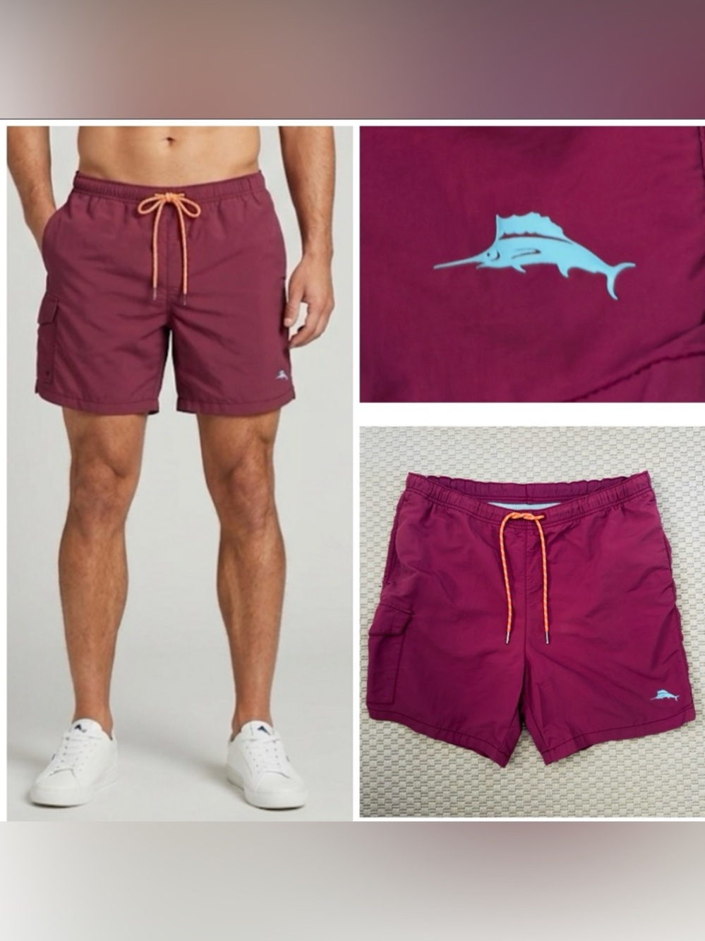 Tommy Bahama Men's Relax Swim Shorts Trunks Logo Medium Maroon